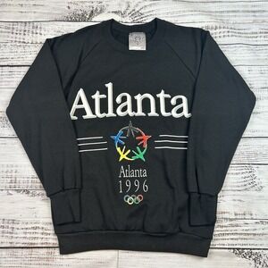 VTG Crewneck Sweatshirt 1996 Atlanta Centennial Olympics Black Sz M 50/50 Delta